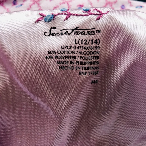 Nightgown Pullover Sleeveless SECRET TREASURES Pink Floral Square Neck - Picture 9 of 9